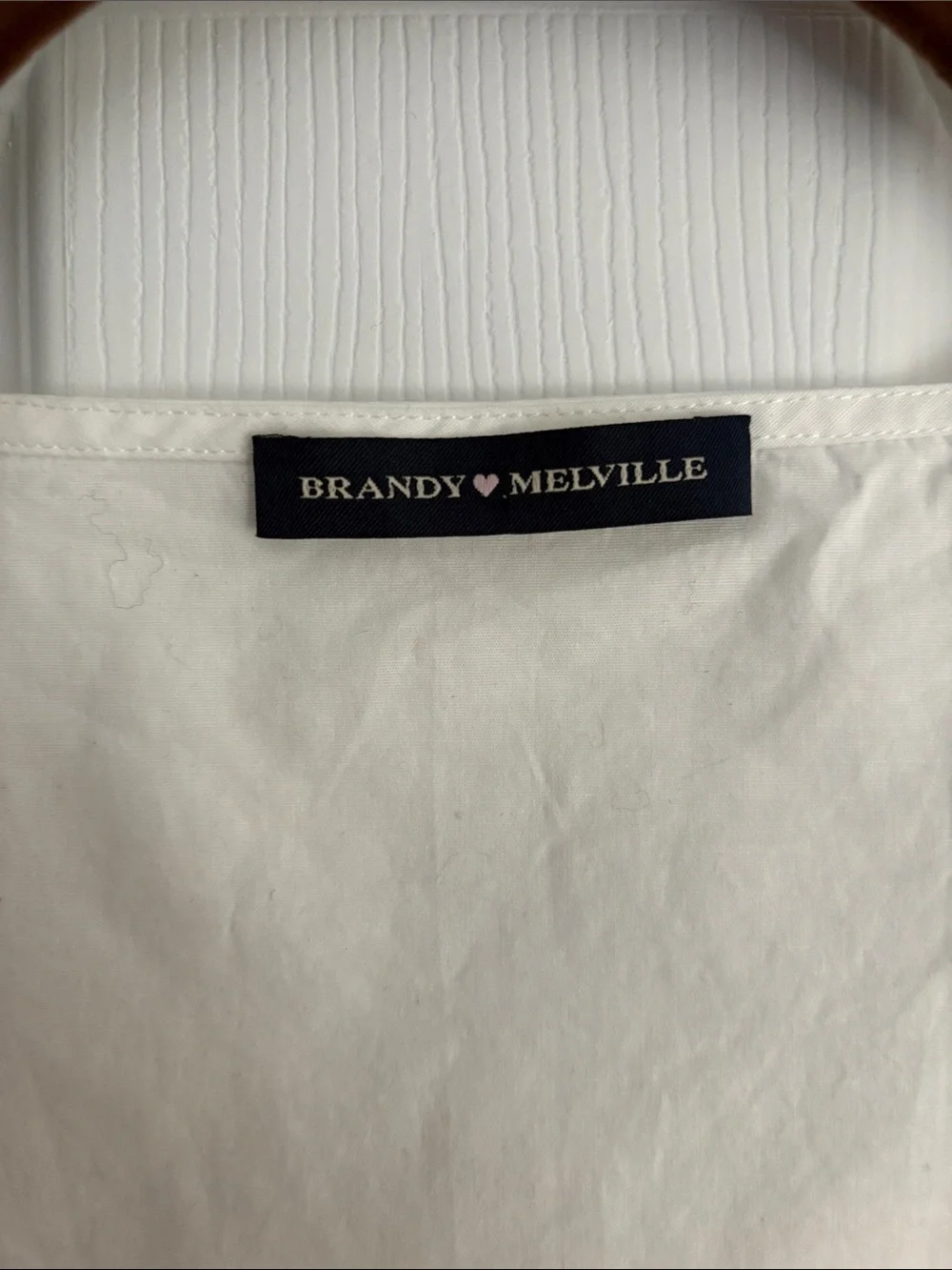 Brandy Melville White Button-Front Square Neck Puff Sleeve Top - Picture 2 of 3
